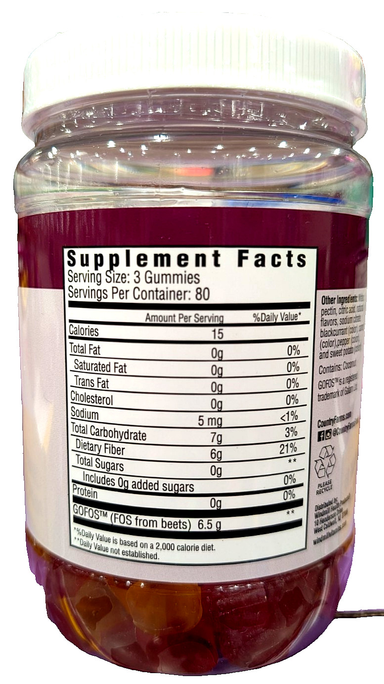 Country Farms Fiber Care 240 Prebiotic Fiber Gummies Mixed Fruit EXP 09/2025