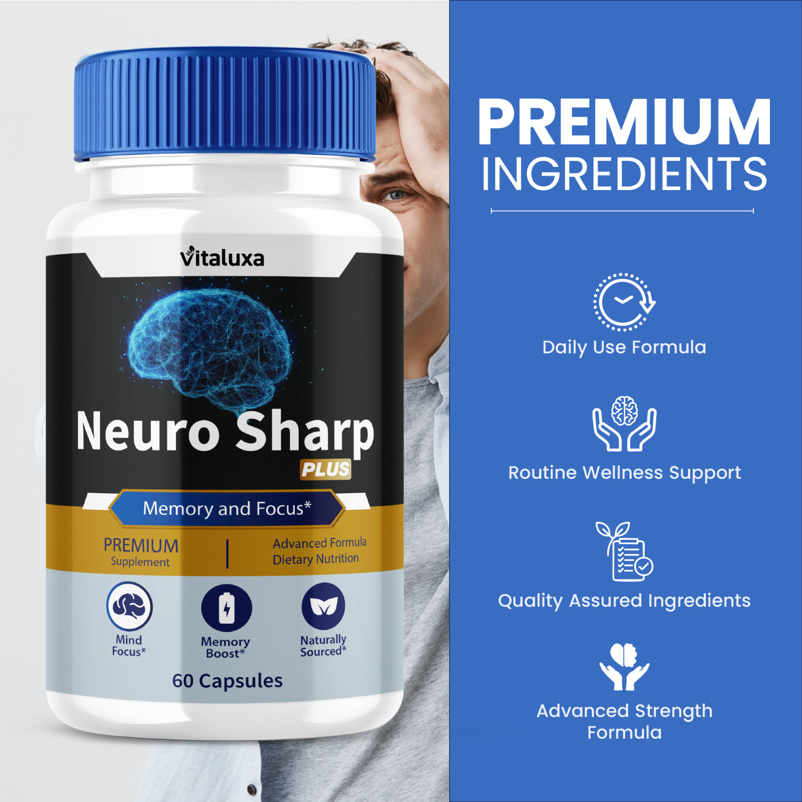 (5 Pack) Neuro Sharp Nootropic Natural Formula Brain Supplement (300 Capsules)