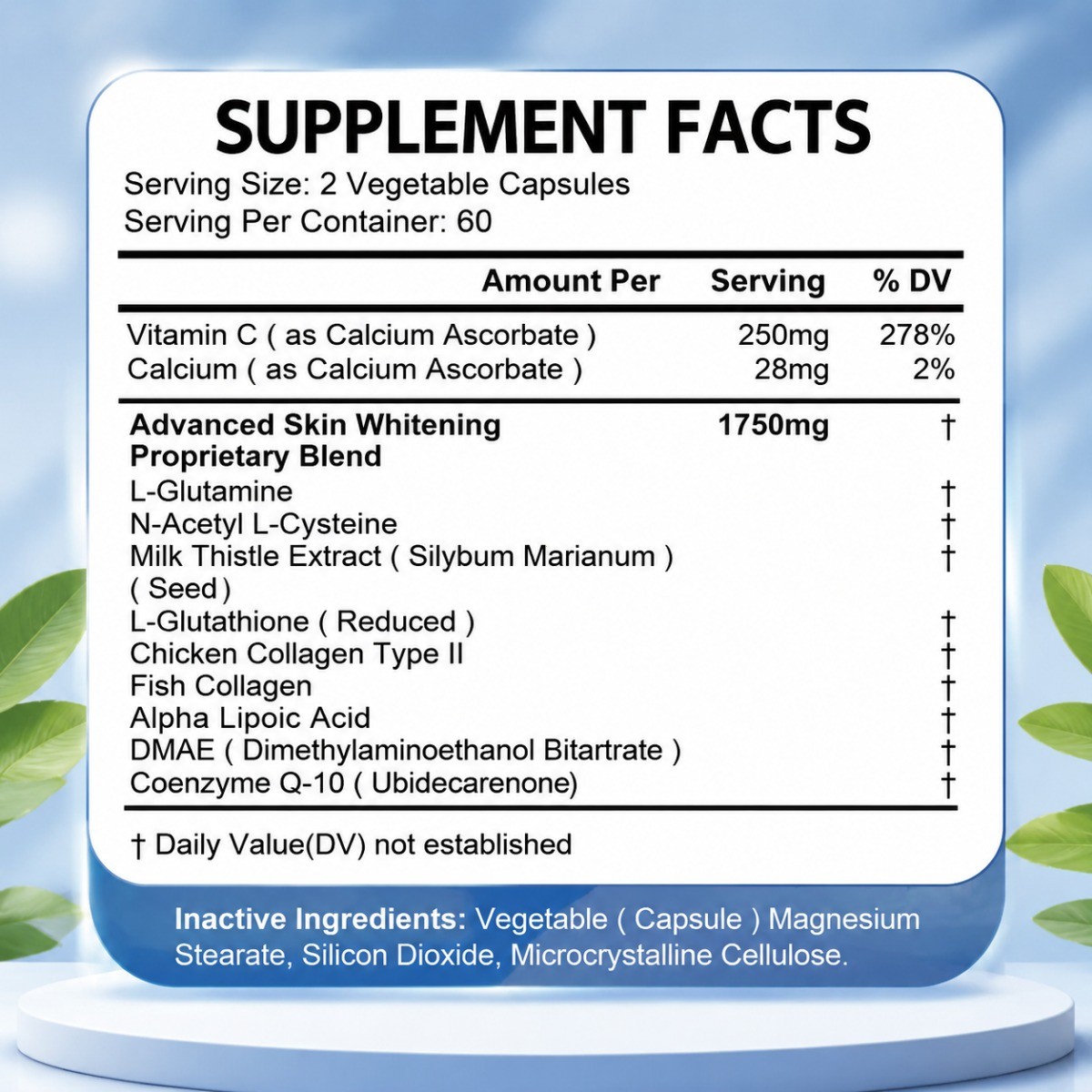 Daitea NAC Plus Glutathione Capsules, Antioxidant Support for Liver & Skin