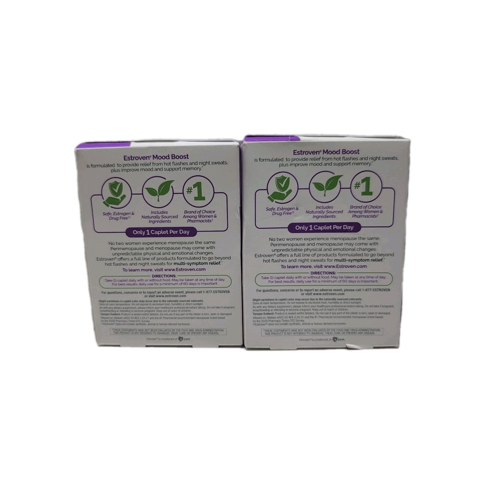 (2) Estroven Menopause Hot Flash Relief Mood Boost 30 Caplets Each. Exp: 07/2026