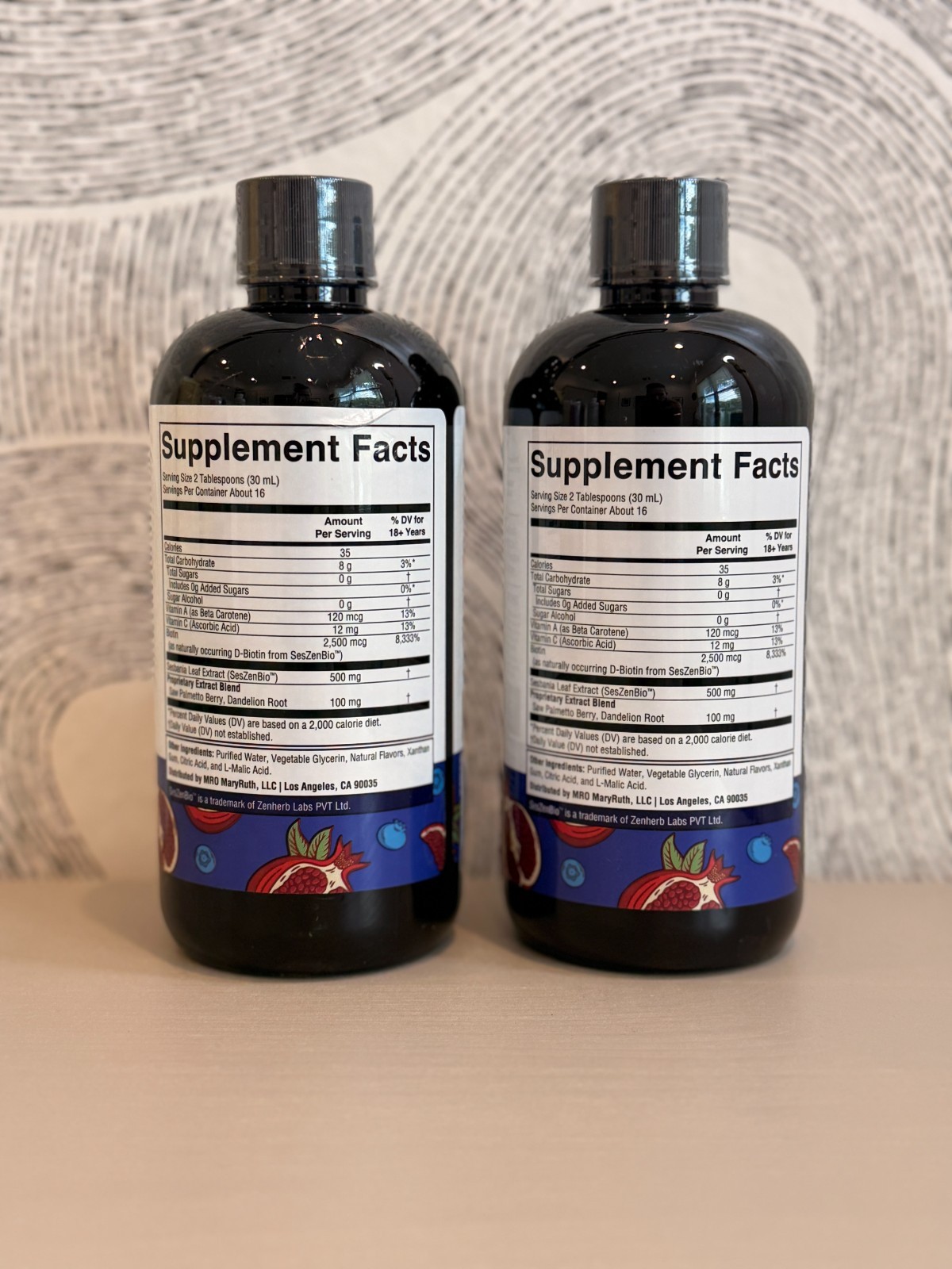 MARYRUTH’S DAILY LIQUID HAIR FORMULA SUPPORT BLUE POMEGRANATE 2 PACK – 32oz NEW