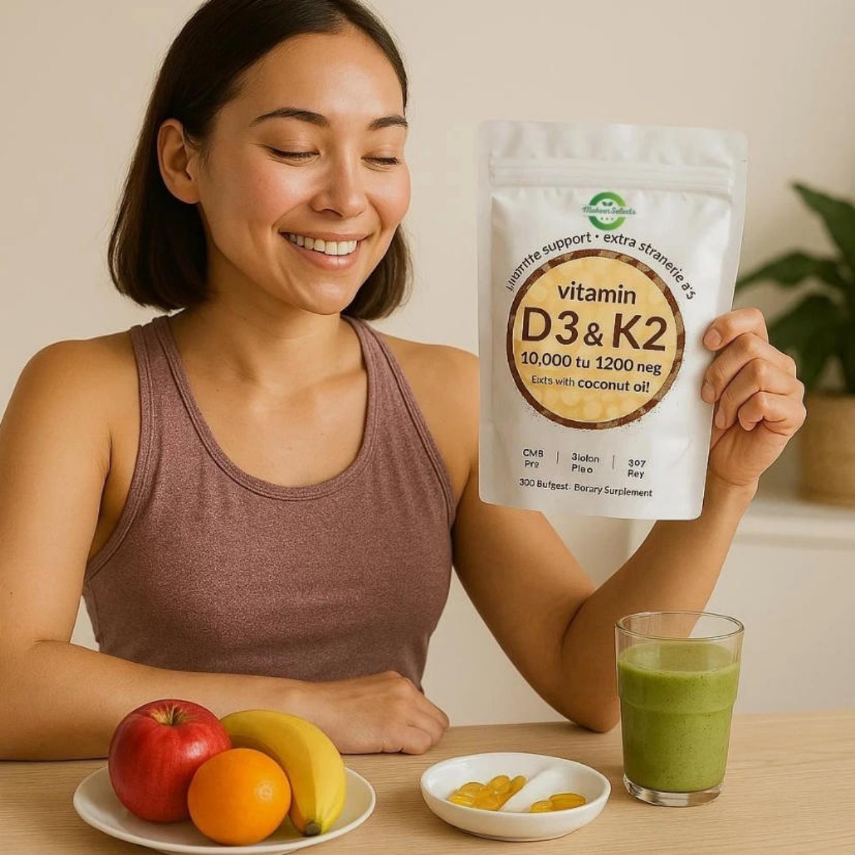 Micro Ingredients Vitamin D3 K2 With Coconut oil,300 Softgels Dietary Supplement