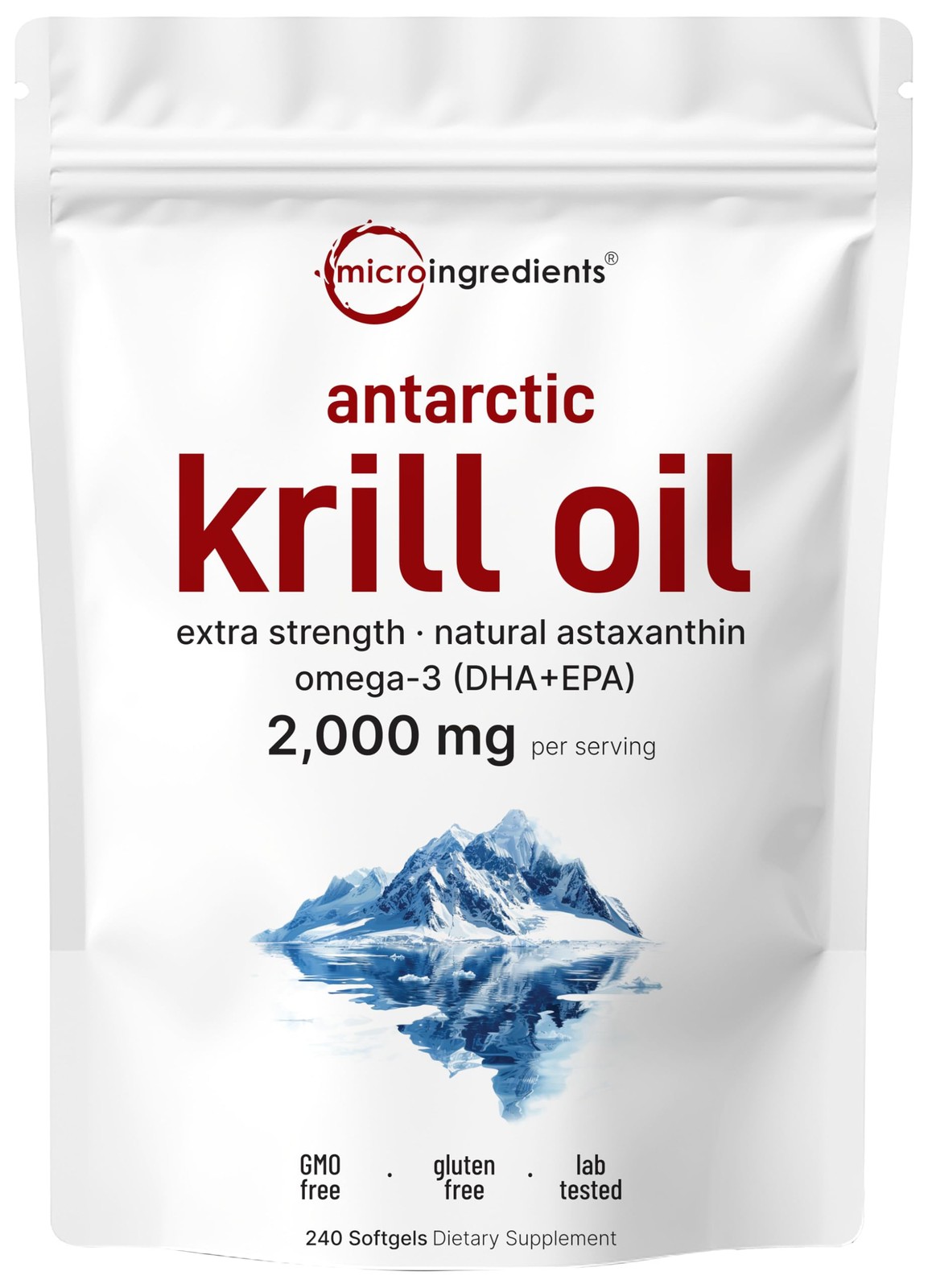 Micro Ingredients Antarctic Krill Oil Supplement 2,000mg Per Serving, 240 Sof…