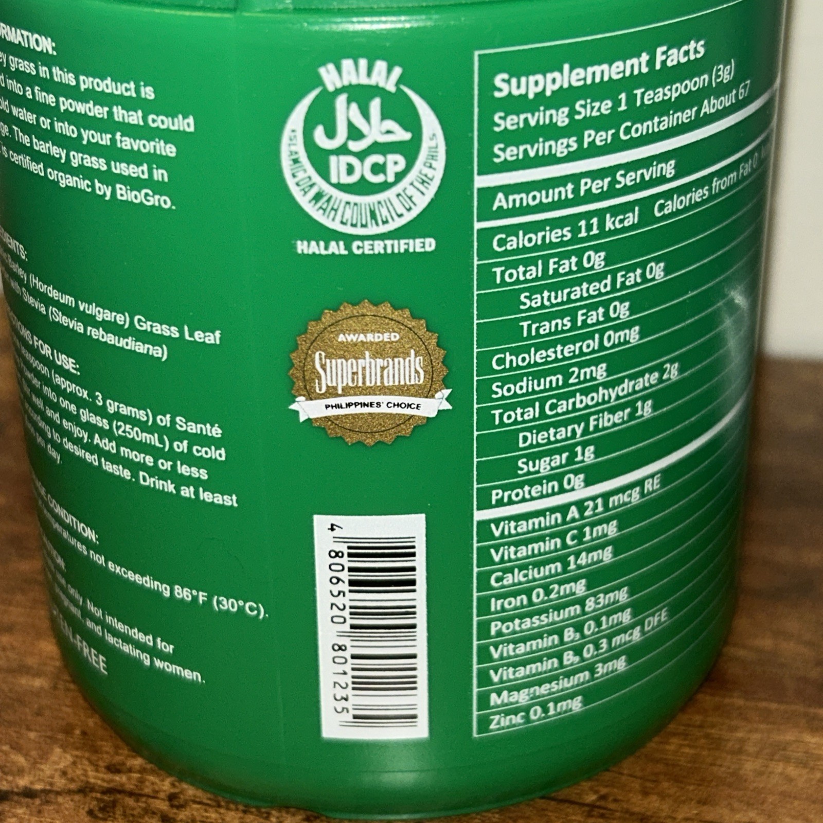 3x Santé Barley Powder with Stevia 200g – Certified Organic Barley Grass Exp2027
