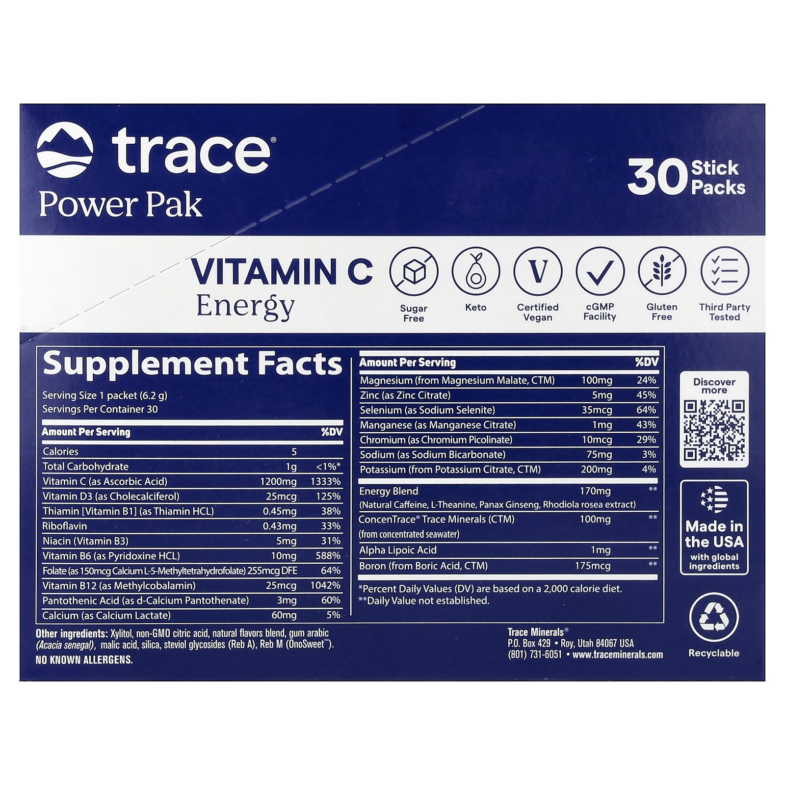 Power Pak, Vitamin C Energy, Lemon Lime, 30 Stick Packs, 0.22 oz (6.2 g) Each