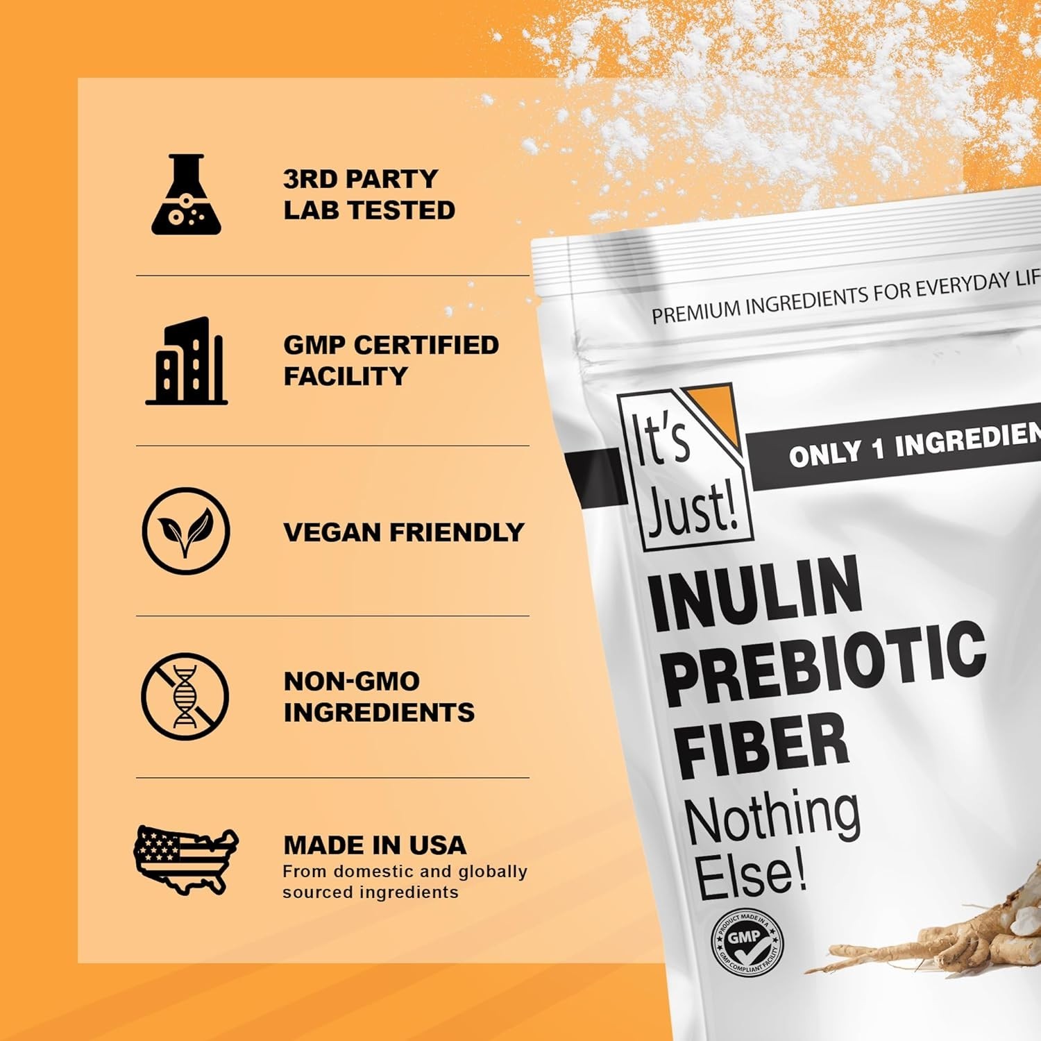 It’s Just! – Inulin Prebiotic Fiber, Water Soluble, Chicory Root Powder, Promote