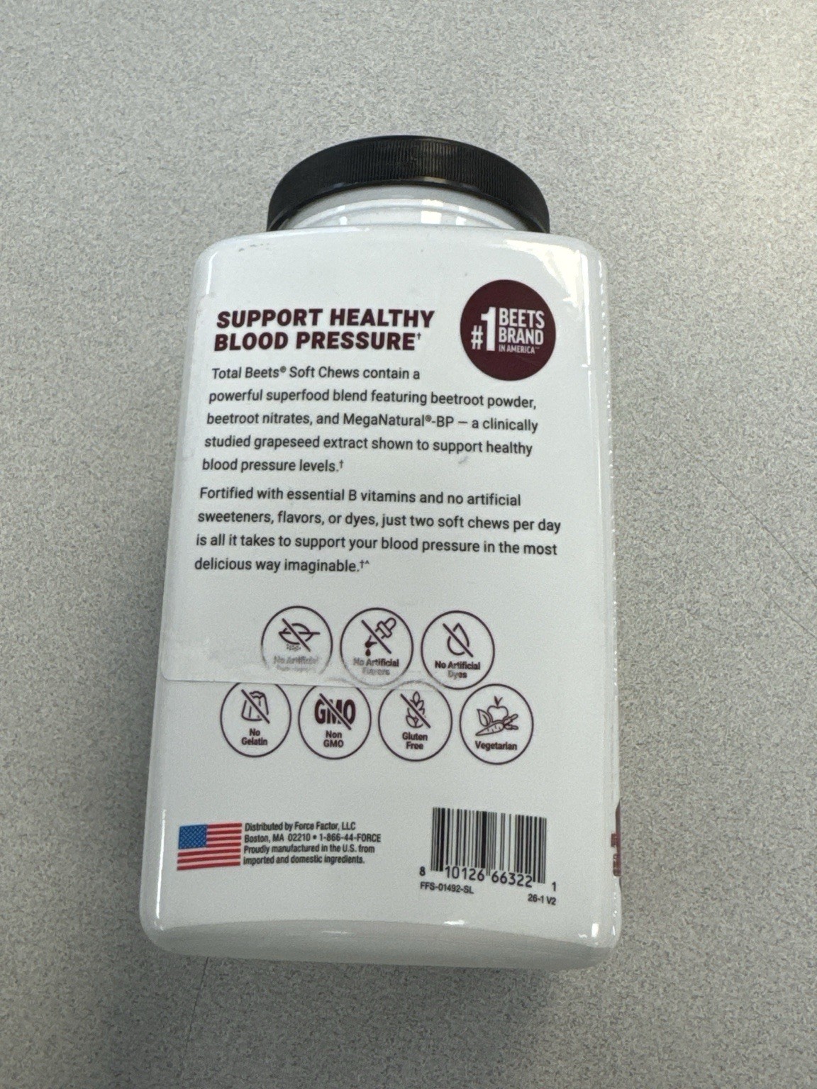 Force Factor Total Beets Soft Chews Berry 90 Count Exp 03/2028