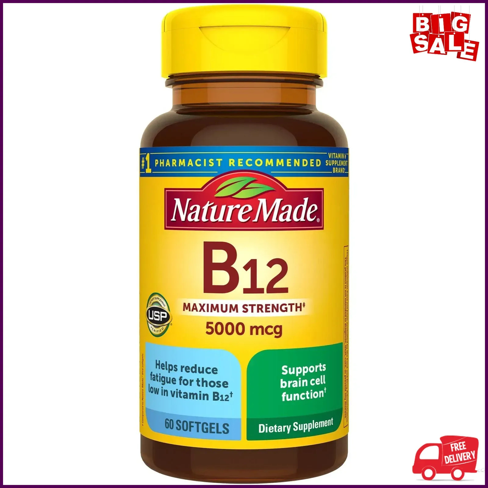 Nature Made Maximum Strength Vitamin B12 5000 Mcg, Energy Metabolism Support