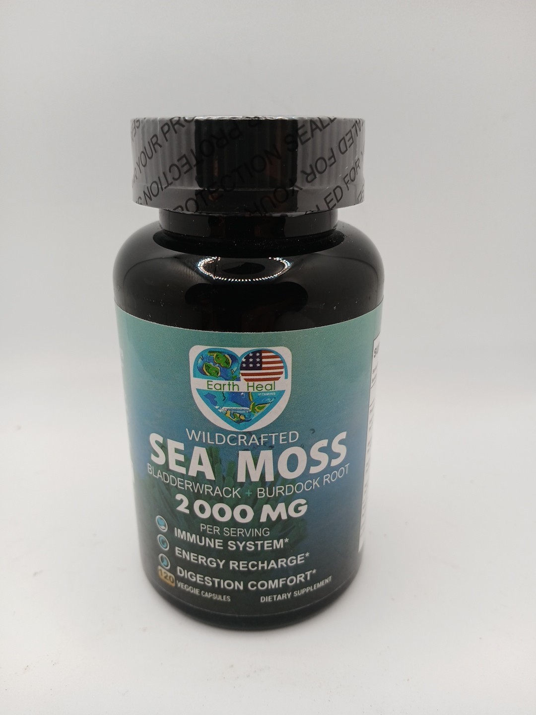 Earth Heal Vitamins Organic SEA MOSS 2000mg – 120 Veggie Capsules – EXP 06/2026