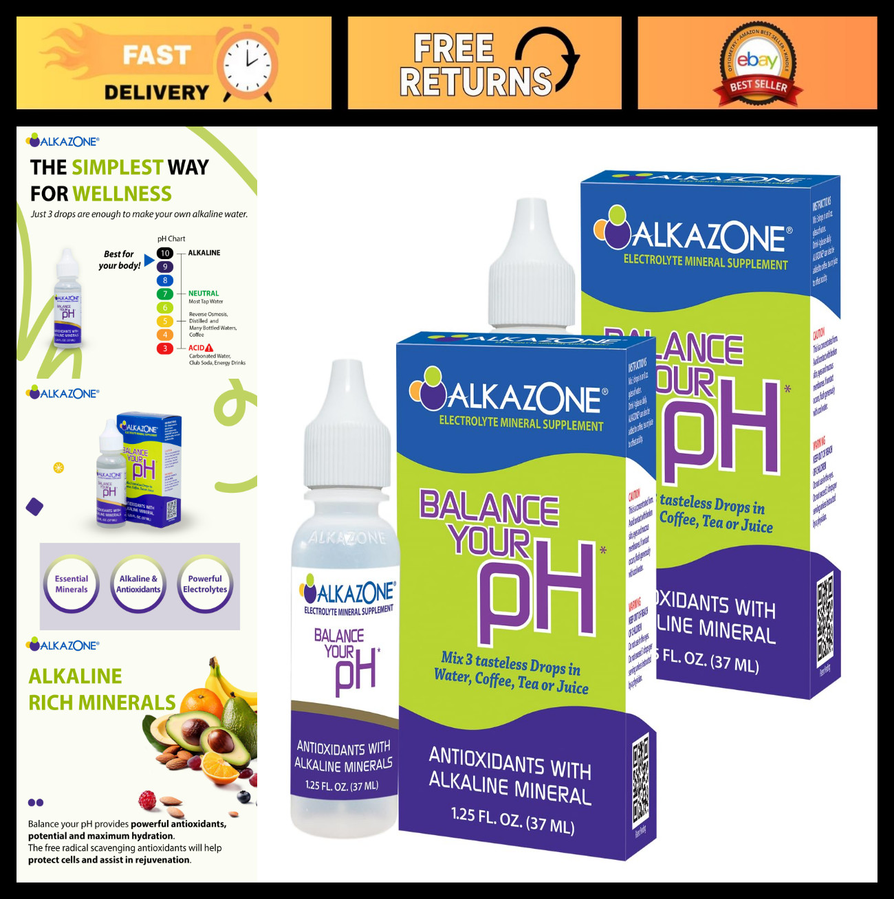pH Balance Antioxidant Alkaline Mineral Booster Supplements – 2 Pack for Wellnes