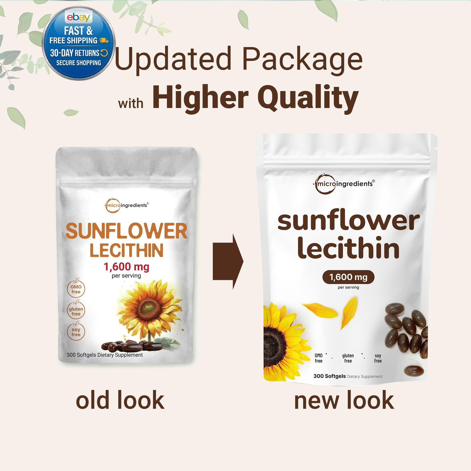 Sunflower Lecithin 1,600mg Per 300 Count (Pack of 1)