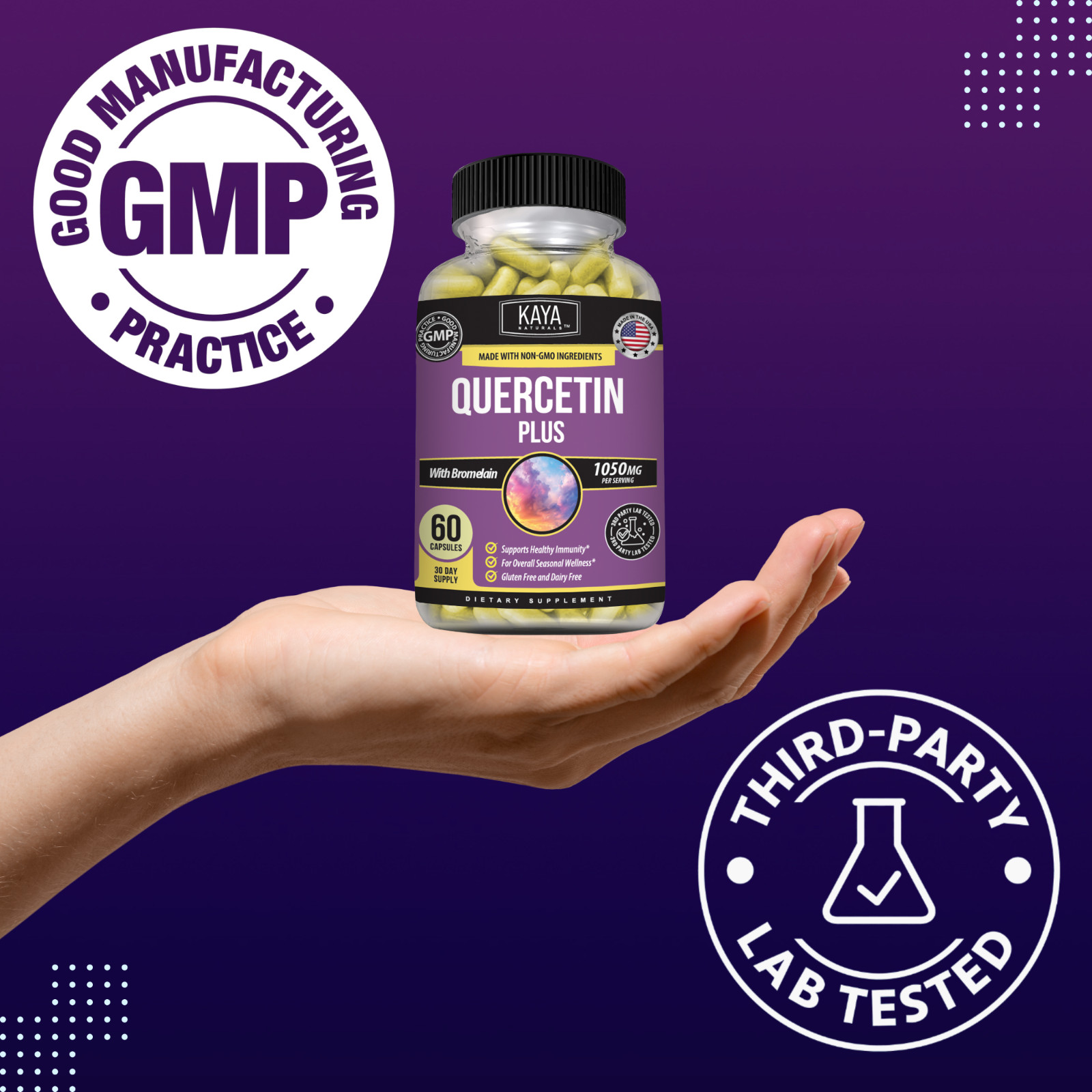 Quercetin + Zinc & Bromelain Immune & Antioxidant Support for Seasonal Wellness