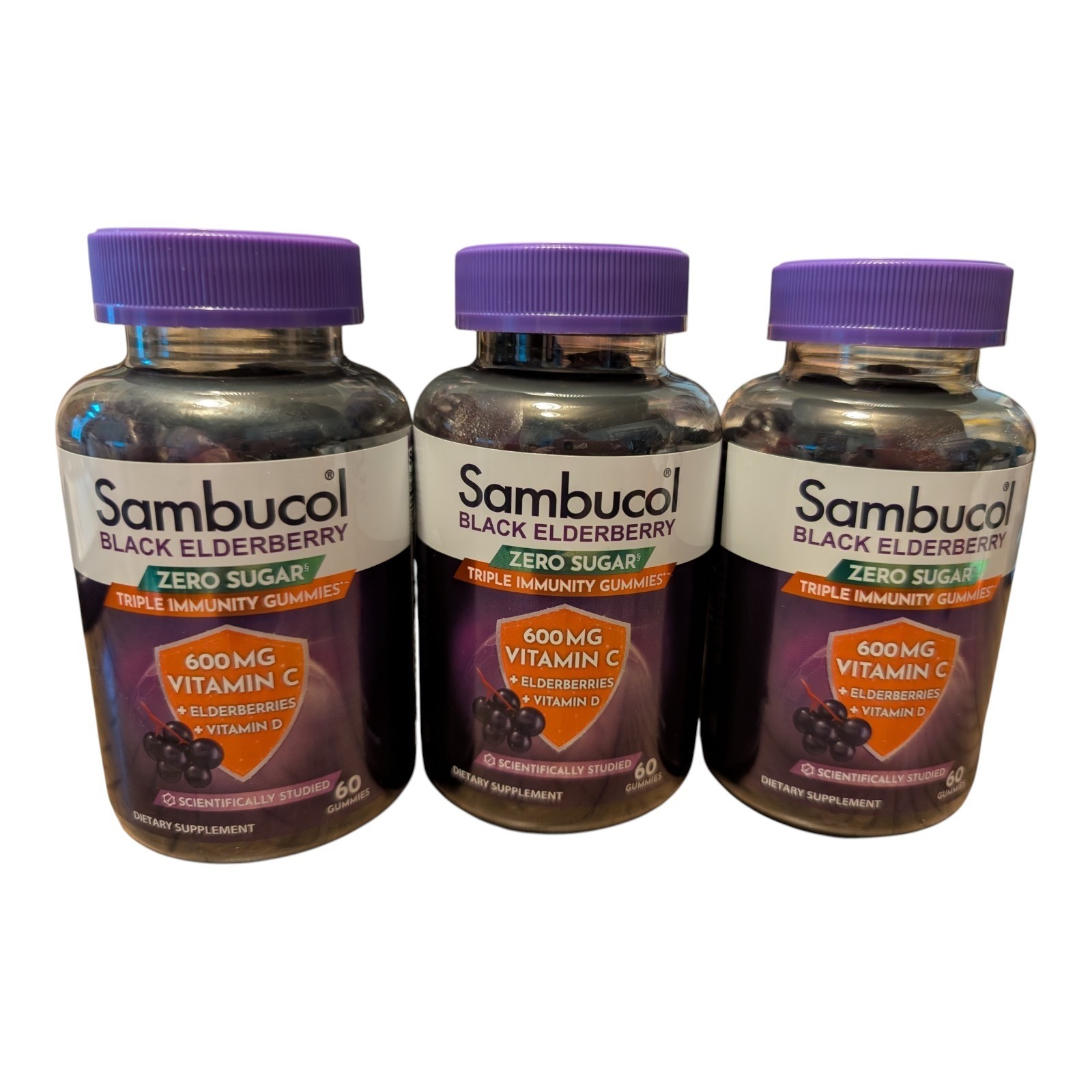 3X Sambucol Black Elderberry Zero Sugar Gummies Black Elderberry EXP 06/2027