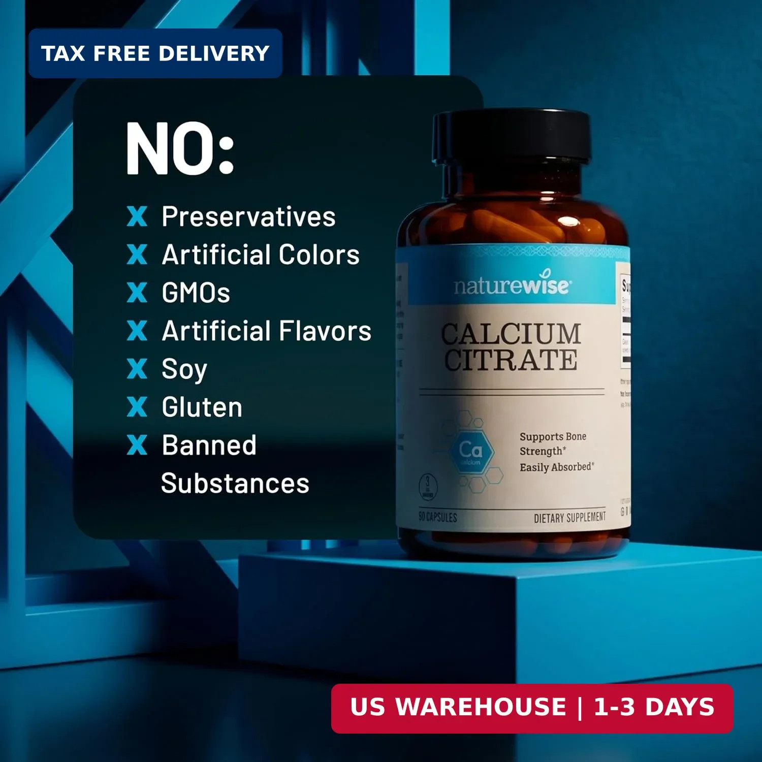 Calcium Citrate 500mg Capsules – Supplement for Bone Health – Easy to