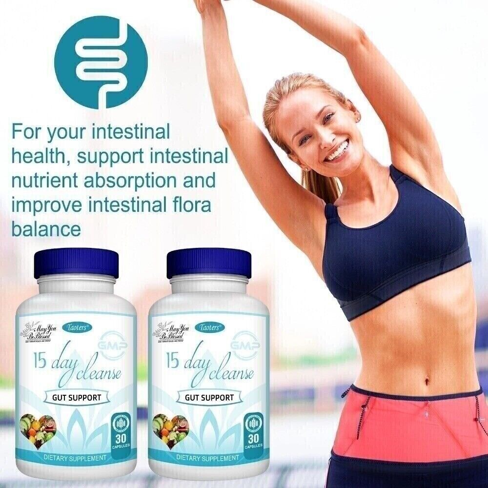 15 Cleanse Day Gut Support Intestinal Purification Detoxification 30 Capsules US