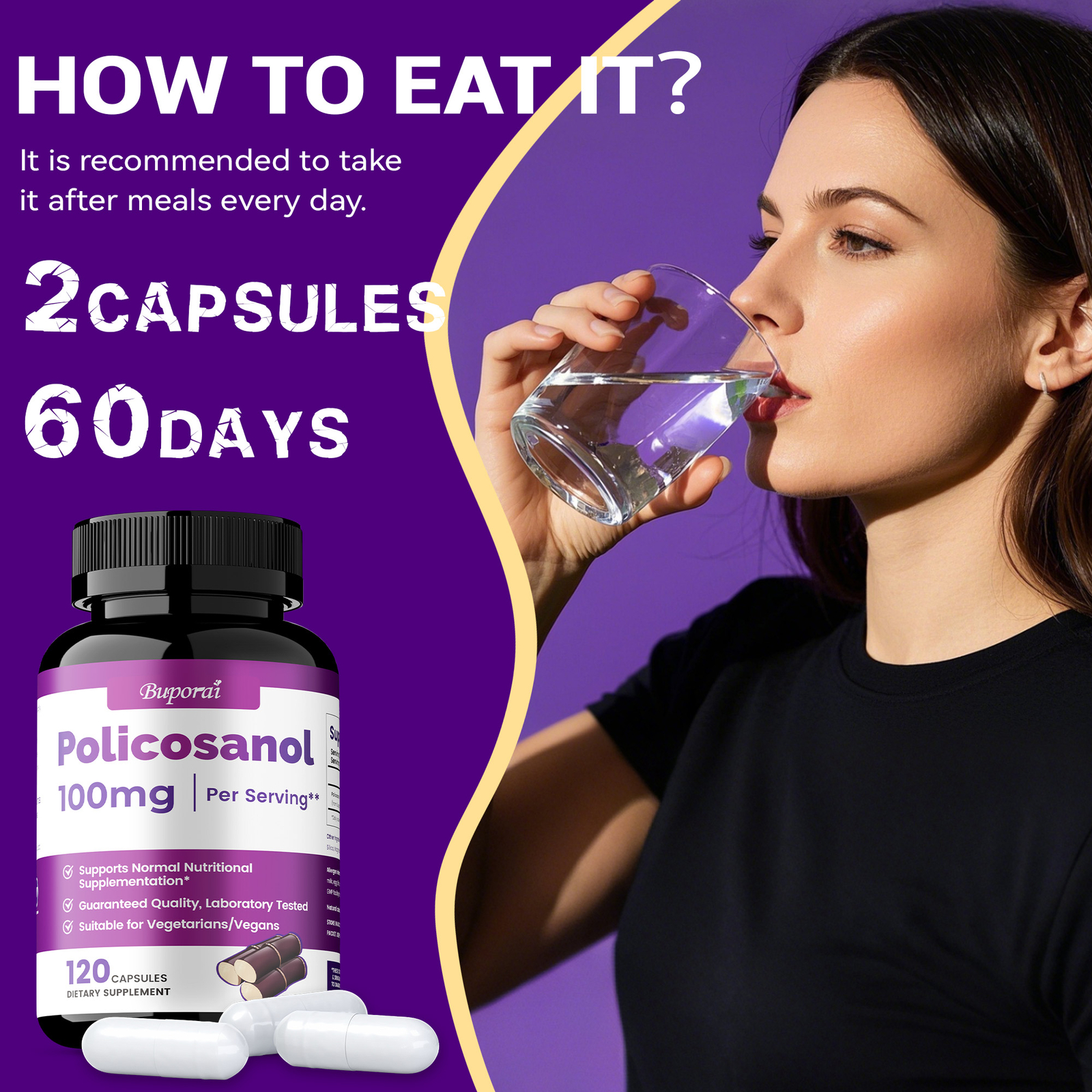 Policosanol 100mg – Lowers Cholesterol, Gluten Free and Vegetarian Friendly