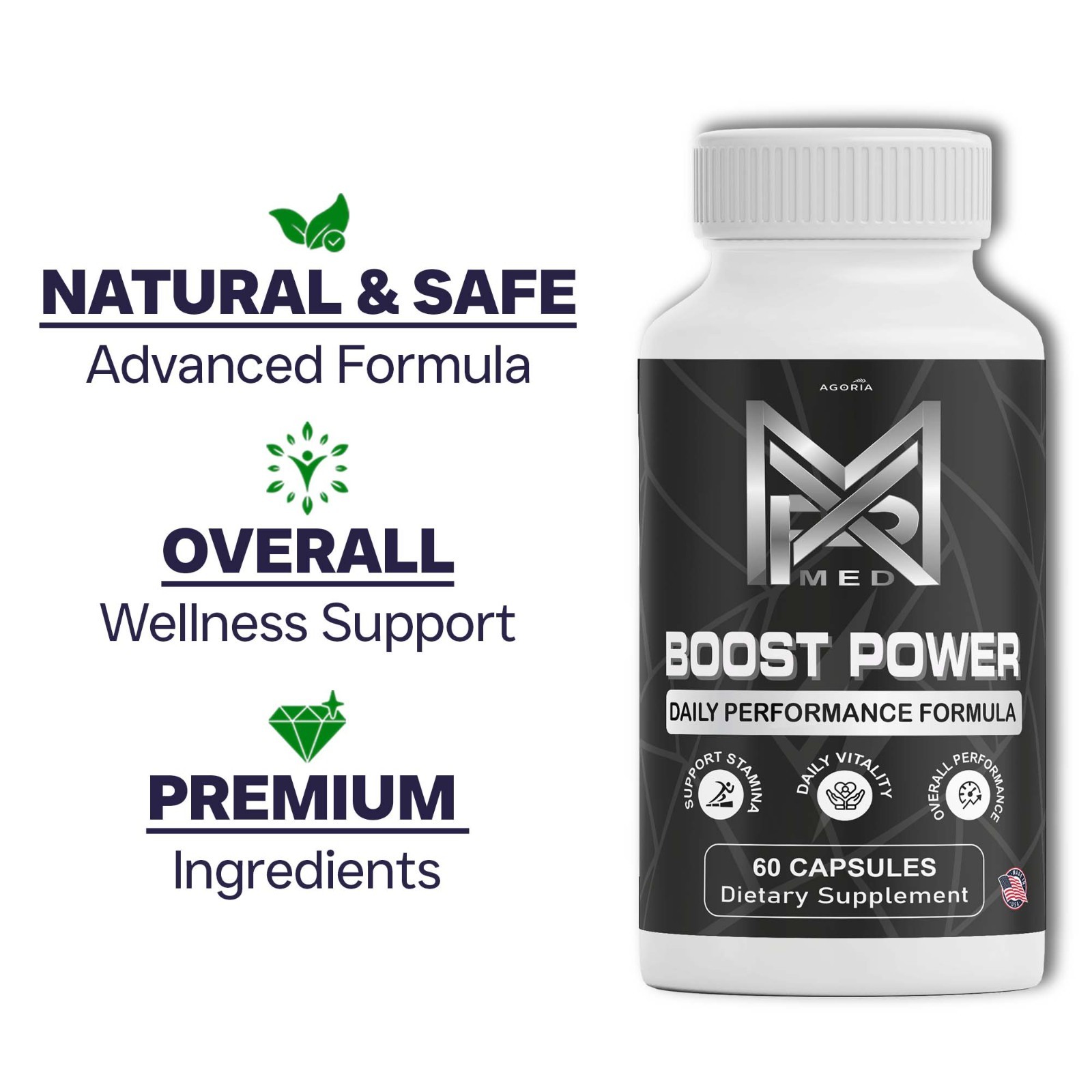 (3 Pack) Boost Power Men’s Health Support Dietary Supplement Male Capsules