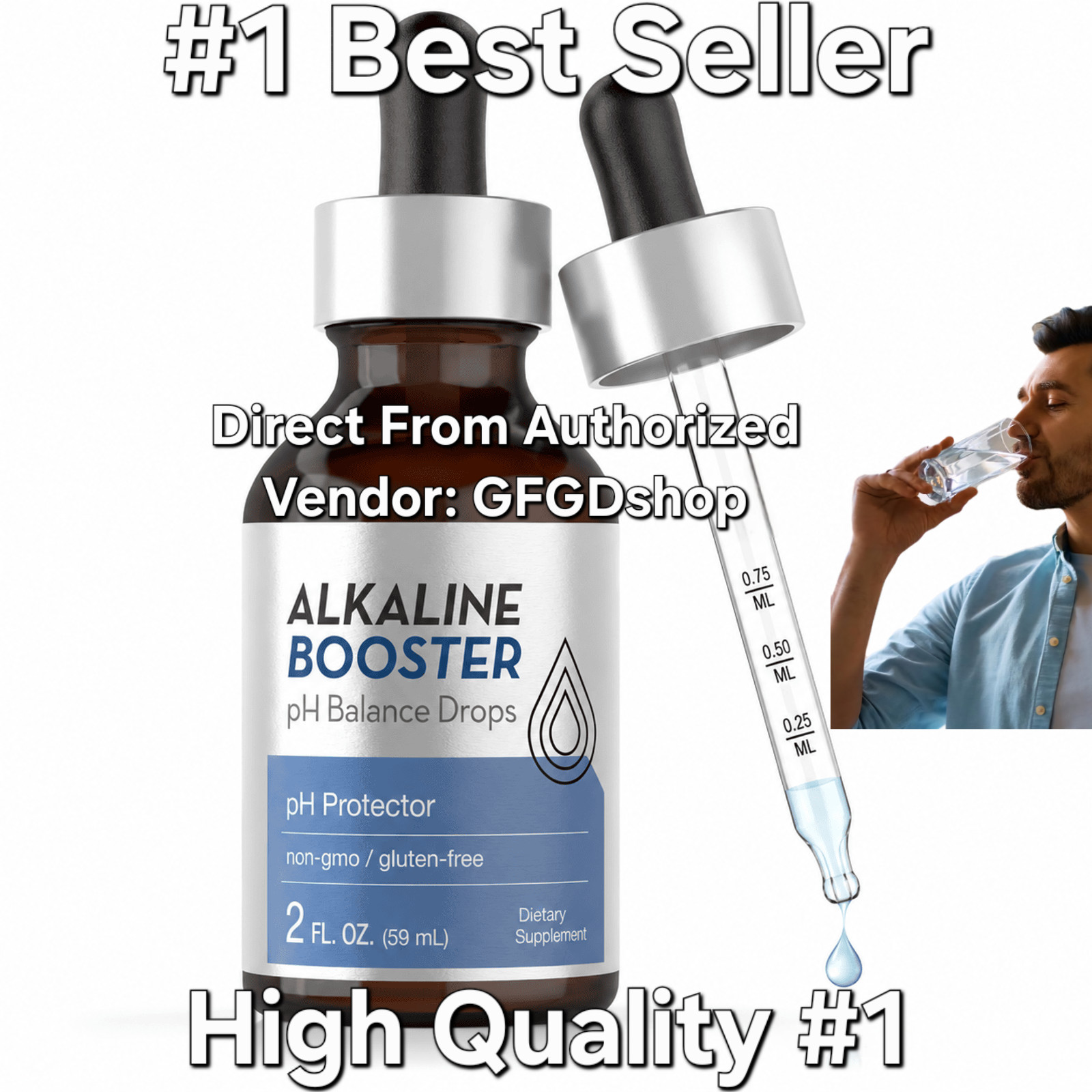 Alkaline Water Drops pH Booster Liquid Supplement Trace Minerals Balance Support