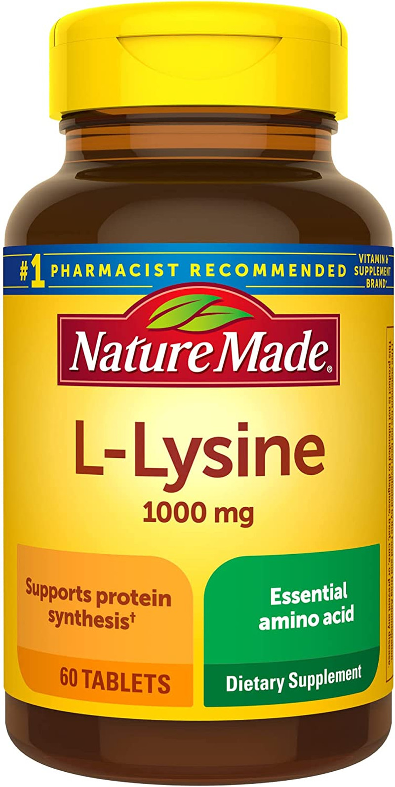 L-Lysine 1000 Mg, Dietary Supplement, 60 Tablets, 60 Day Supply