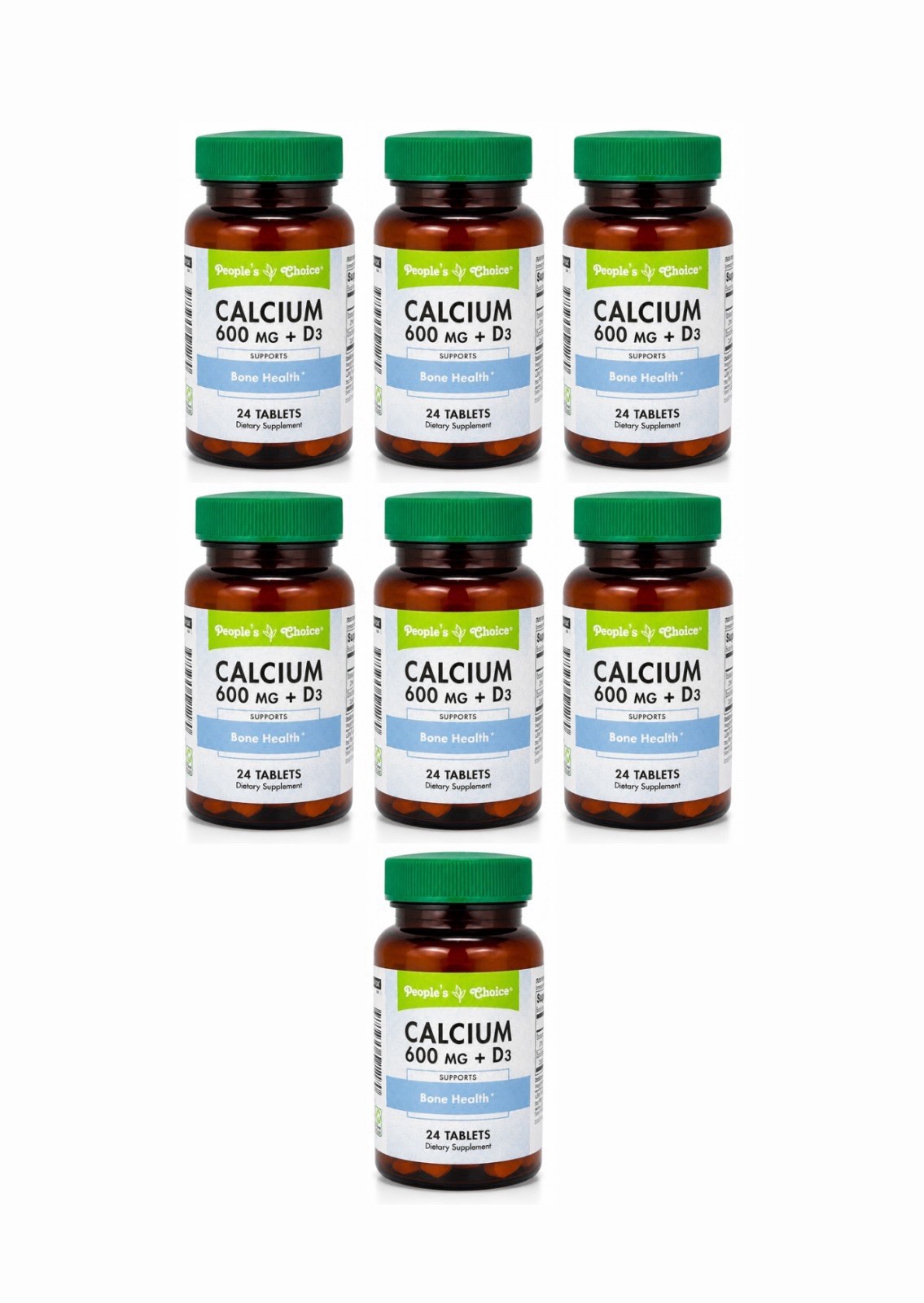 People’s Choice Calcium 600mg + D3 24 Tablets 7 Pack Bone Health Support
