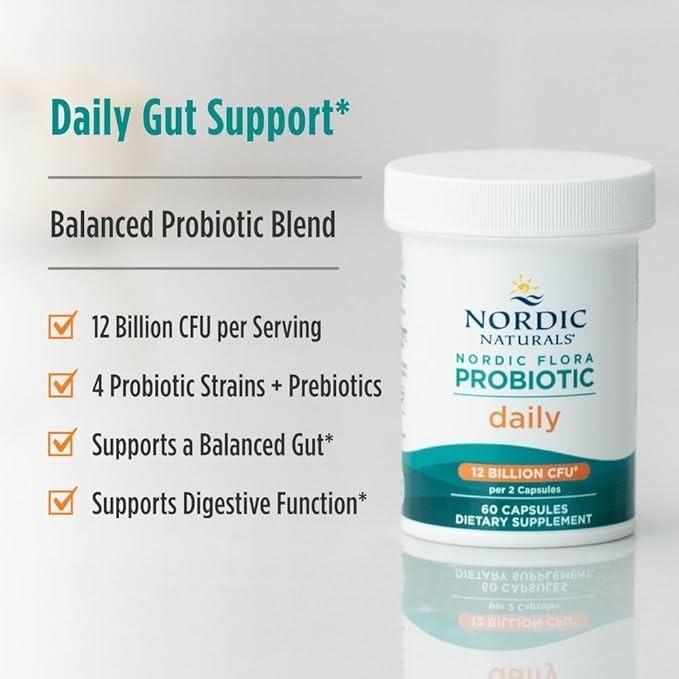 Nordic Naturals Nordic Flora Daily Probiotic 60 Capsules 12 Billion CFU