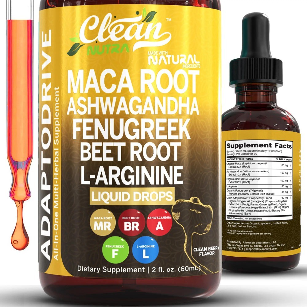 Clean Nutra Maca Root Drops – Ashwagandha, Fenugreek, Beet Root & L-Arginine