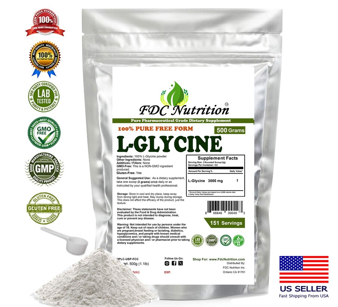 2 PACKS Glycine Pure Powder 1lb (500 grams)- Non-GMO, Gluten Free