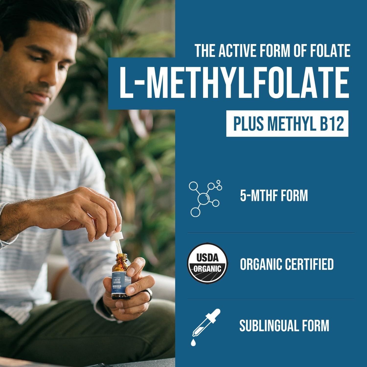 Organic Methyl Folate 1000mcg + Methyl B12 – Liquid Sublingual, Berry Flavor, 30