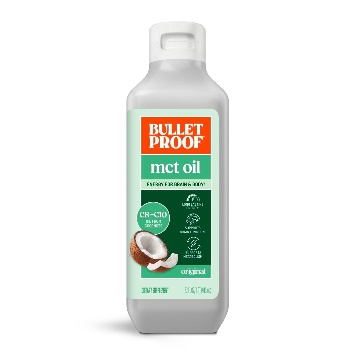 100% Pure MCT Oil, Triple-Distilled Coconut Oil, Keto Energy, Unflavored, 32 oz