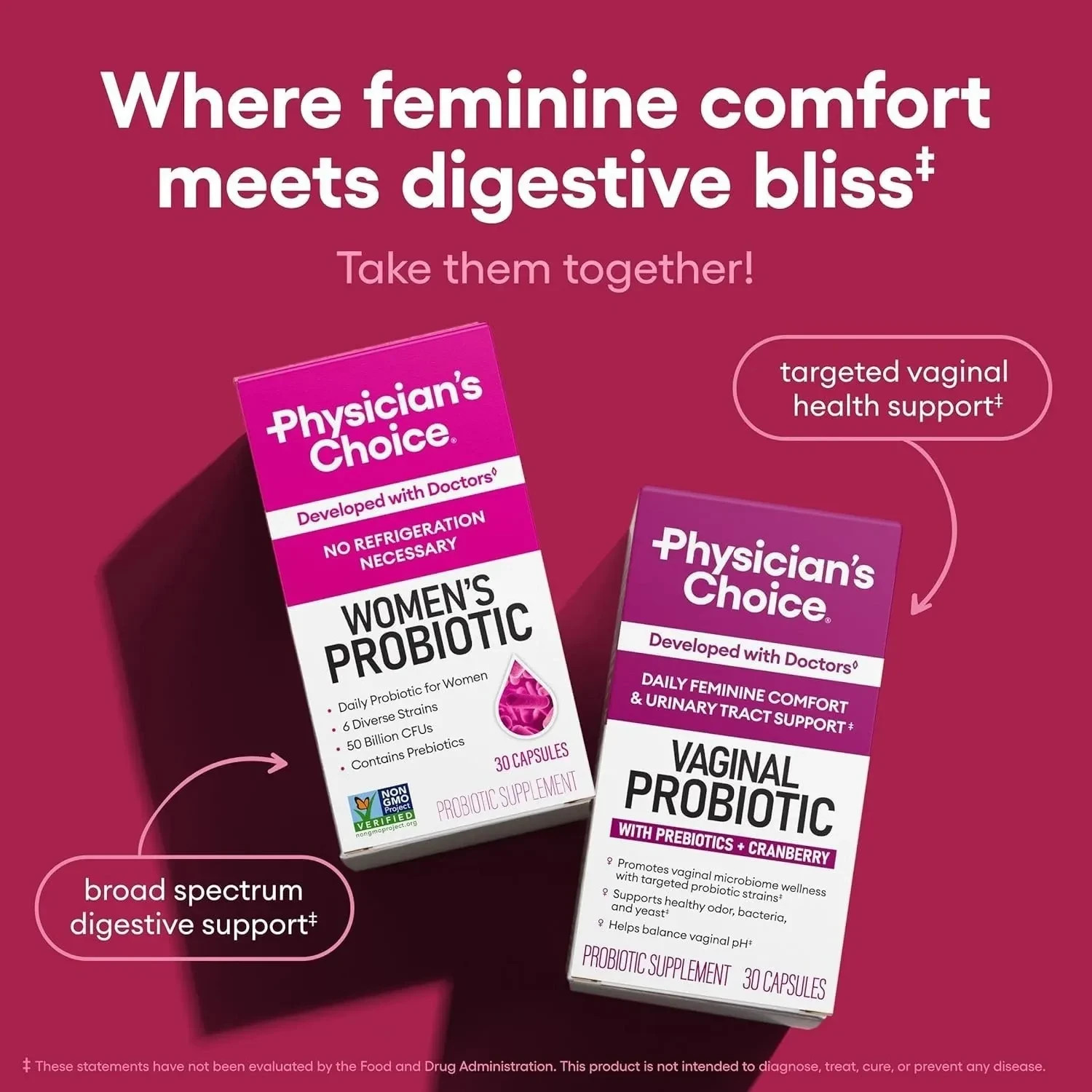 Physician’s Choice Feminine Probiotic Complex 50B CFU Organic Prebiotic Daily