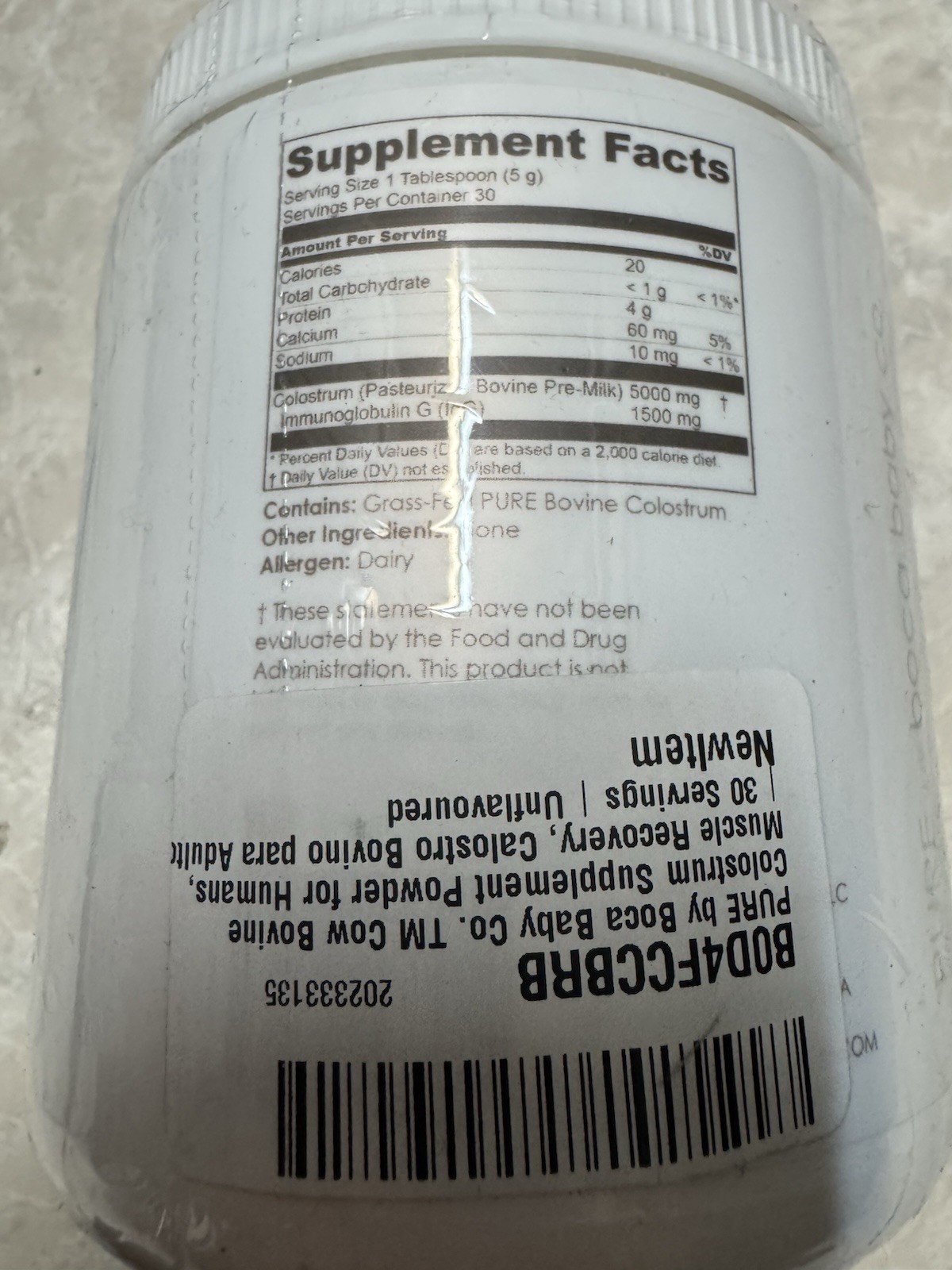 PURE by Boca Baby COLOSTRUM 5.29 Oz BB 4/2027