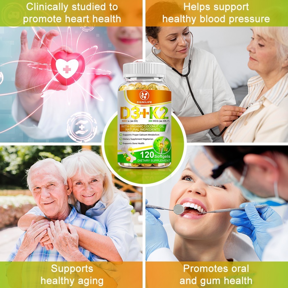 (2 Bottles) Vitamin K2 (MK7) D3 Supplement, BioPerine Capsules, Immune