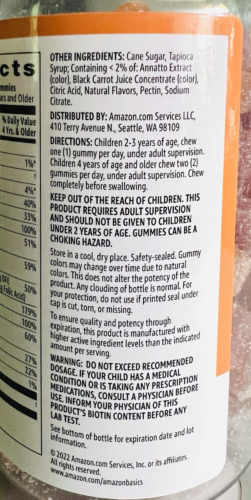 Amazon Basics Kids Multivitamin 190ct – 4 PACK – 760 Total Gummies – EXP 08/2026