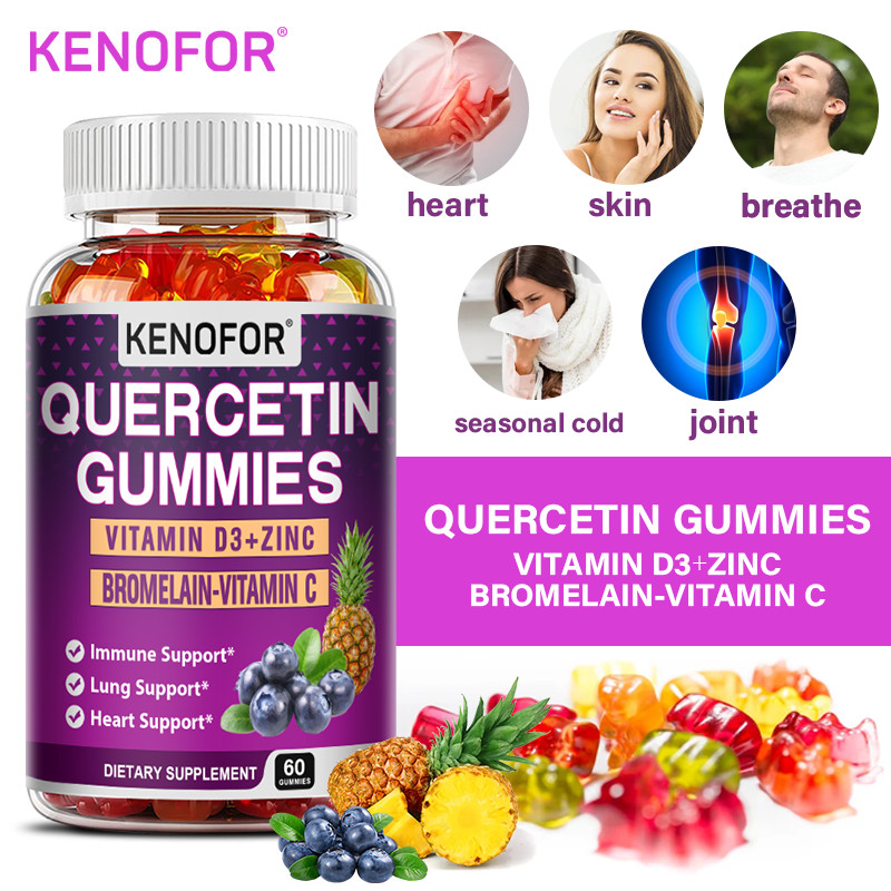 Quercetin 500mg with Bromelain Vitamin C + D3 Zinc Ashwagandha 60 Gummies