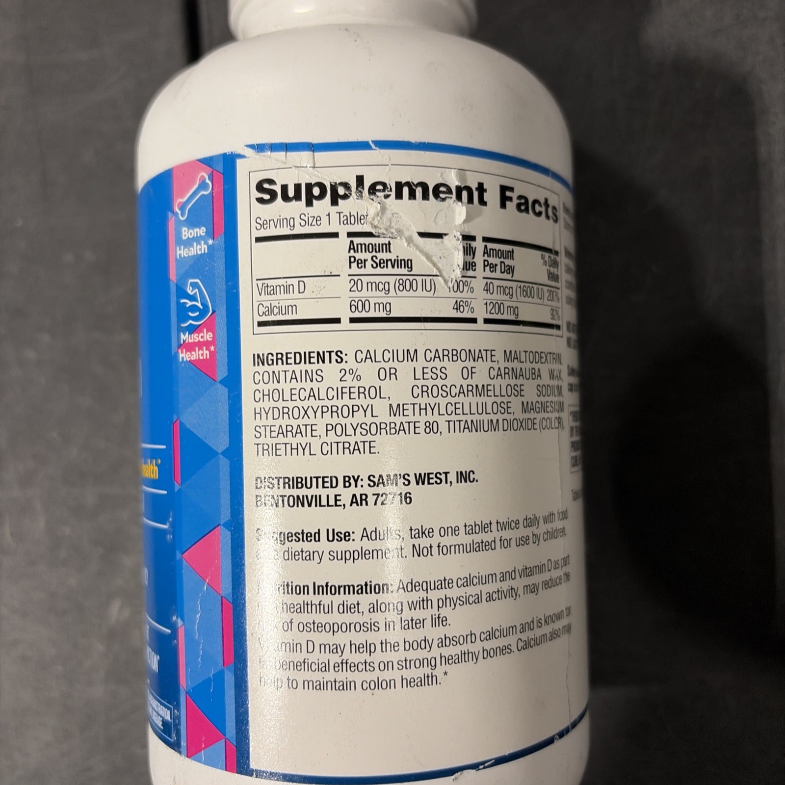 Calcium with Vitamin D3 Tablets, 600 ct. (EXP: 06/2027)