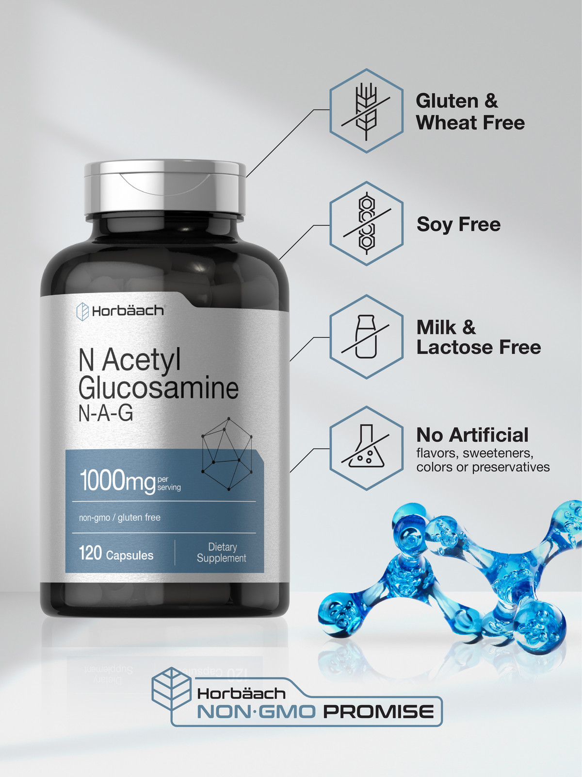 N-Acetyl Glucosamine 1000mg | 120 Capsules | N-A-G Supplement | by Horbaach