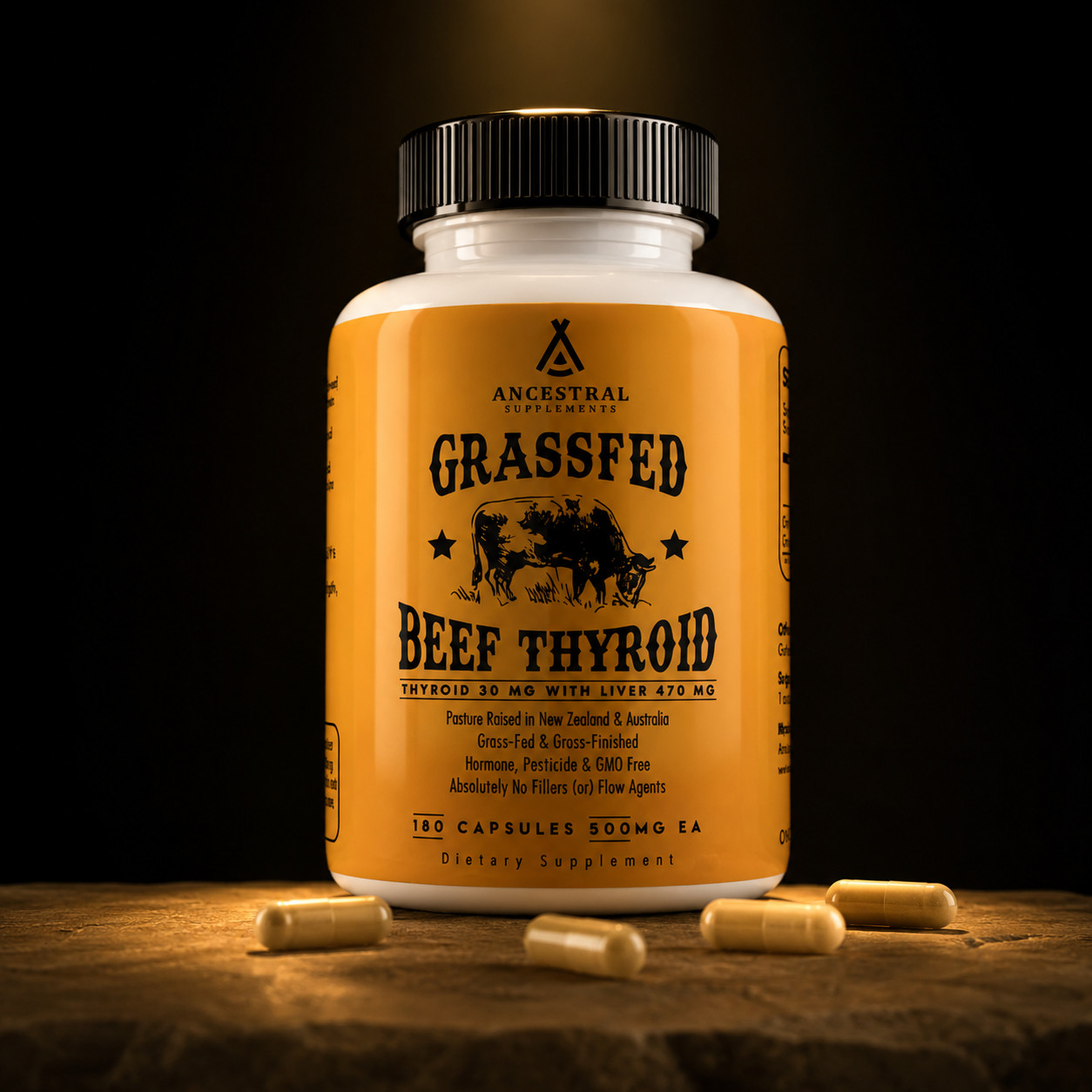 Ancestral Supplements Grass Fed Beef Thyroid 500 mg 180 Caps New Zealand