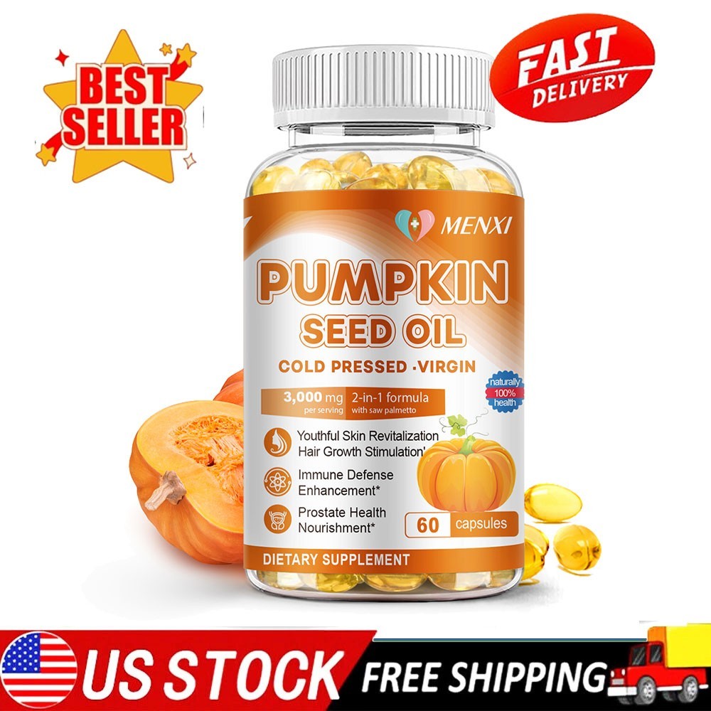 Pumpkin Seed Oil Capsules 3000mg for Hair Growth,Bladder Prostate Health Support
