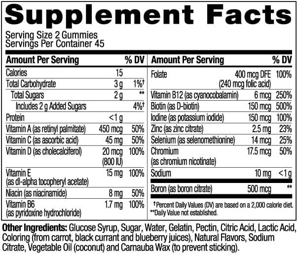 Women’s Multivitamin Gummy, Vitamins A, D, C, E, Biotin, Folic Acid, Adult Ch…