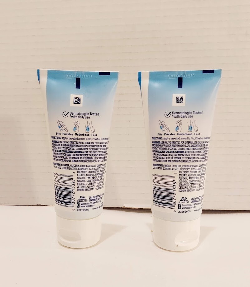 Secret Whole Body Deodorant Cream Lot of 2, Sensitive/Unscented 3oz Ea New