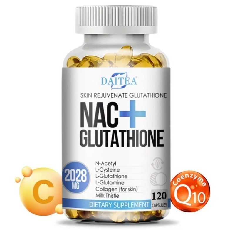 Daitea NAC + Glutathione 120 Caps Liver Skin Health Support – 1/2/3 Bottles