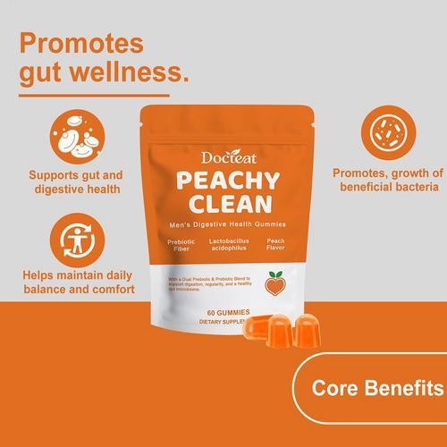 Peachy Clean Prebiotic Fiber Gummy, Clean Fiber Gummies for Men