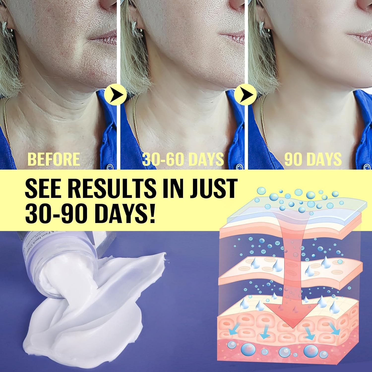 2024 New Pure Neck Firming Cream, Anti-Aging Tighten & Lift Neck Cream, Chest Ne