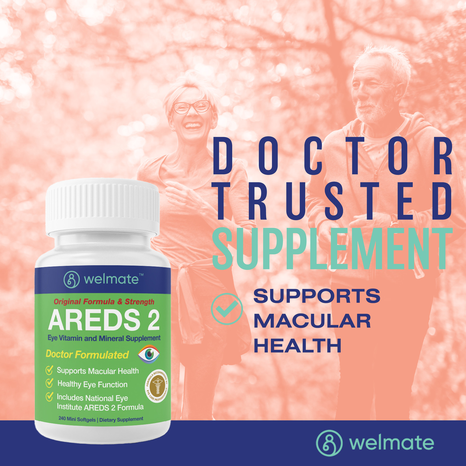 WELMATE AREDS 2 Eye Vitamin & Mineral Supplement, 240 Softgels Exp 6/27