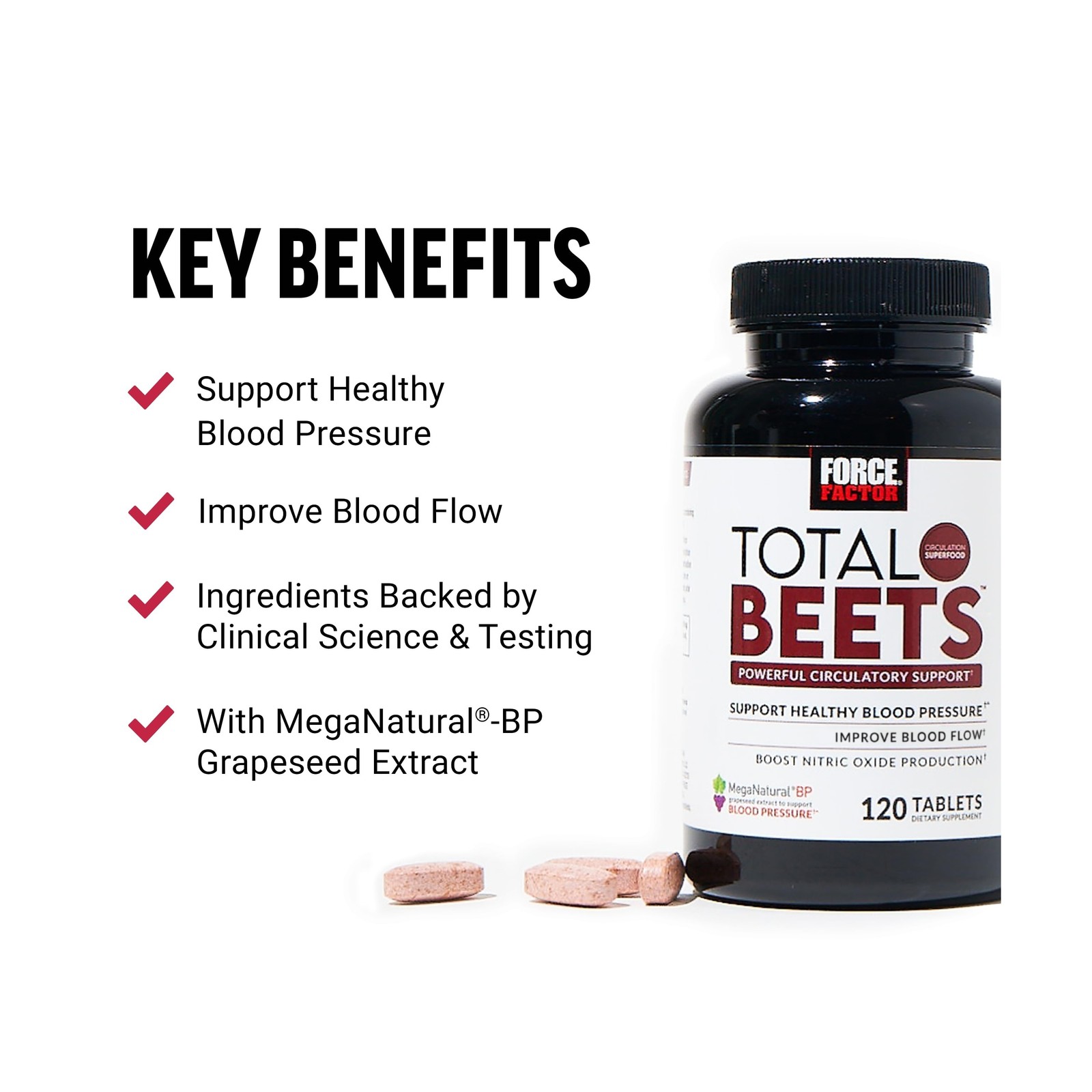Force Factor Total Beets Blood Pressure Support with Grape Seed Ext… Fast Ship