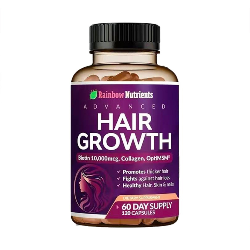 3PCS Rainbow Nutrients ADVANCED Hair Growth Vitamins – Biotin 10,000mcg,Collagen