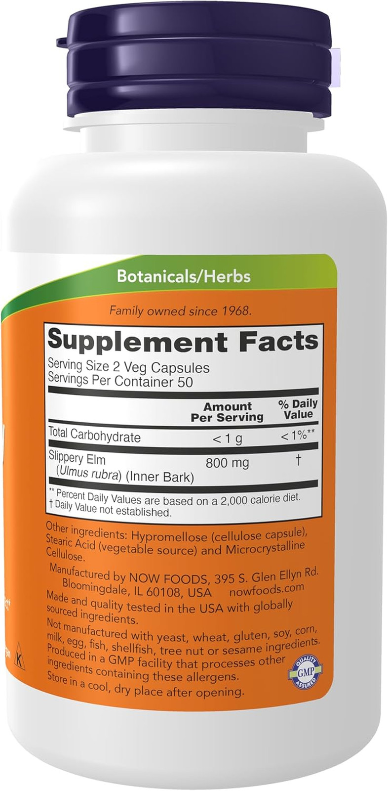 Slippery Elm, 100 Caps 400 mg