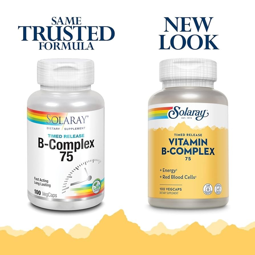 Solaray Vitamin B Complex, Timed Release, Veg Cap 75mg 100Count