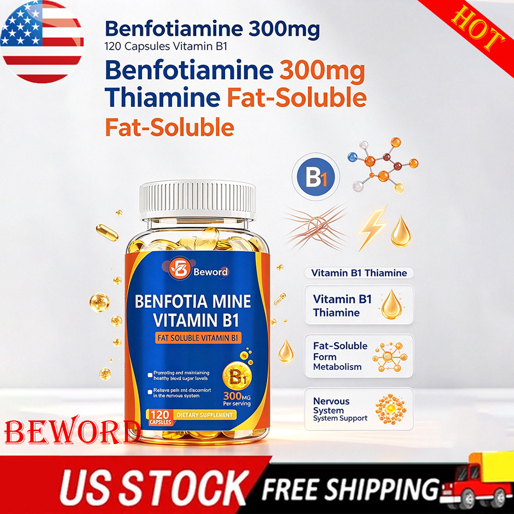 Benfotiamine 300mg 120Caps Vitamin B1 Benfotiamine Thiamine Fat-Soluble