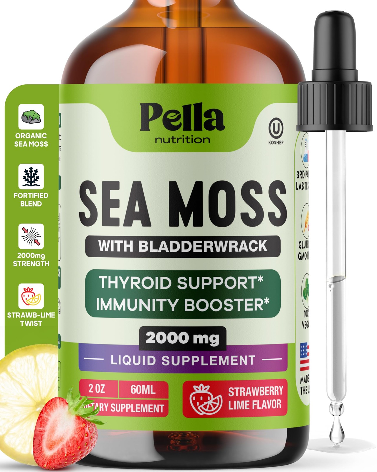 Pella Nutrition Sea Moss Drops with Bladderwrack – 4X 2 Fl Oz (Pack of 1)